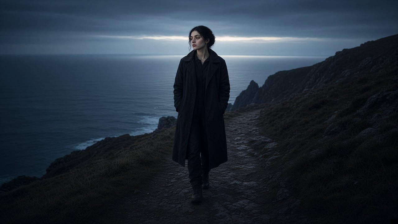 A finished scene on a coastal path.