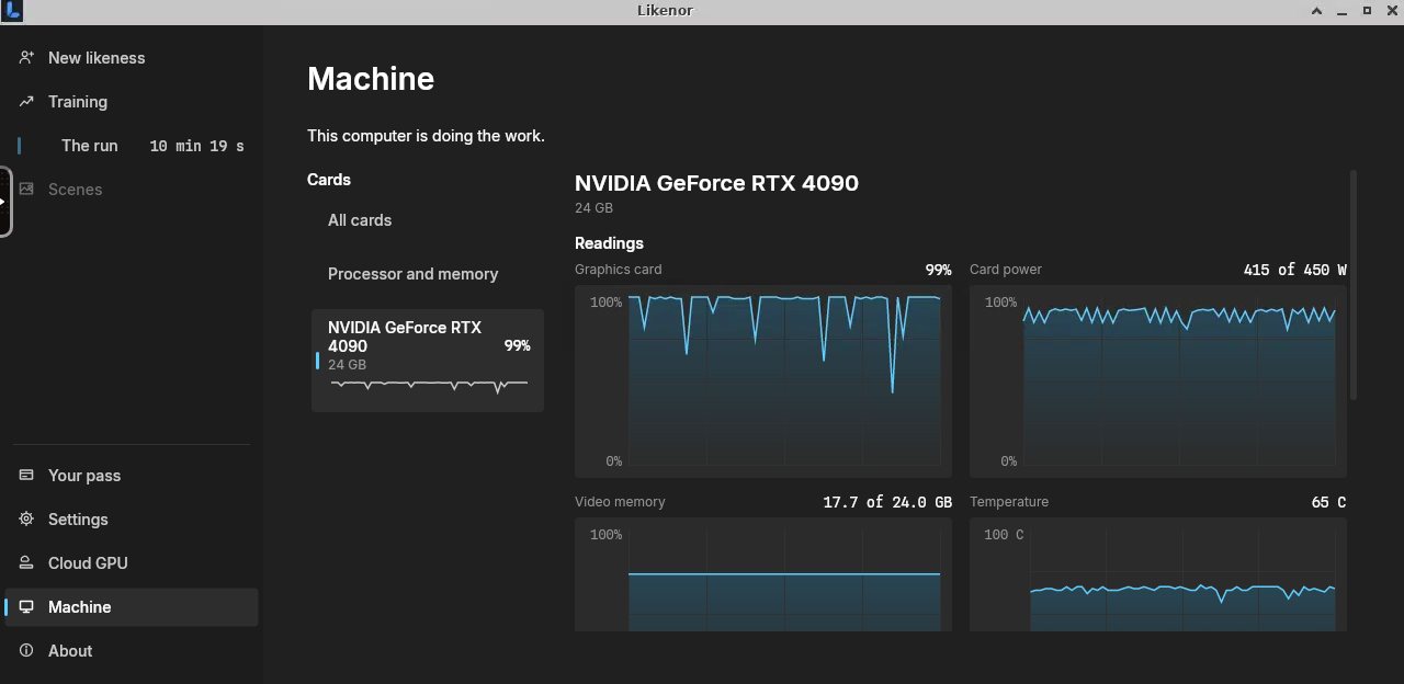 Machine readings while training runs.