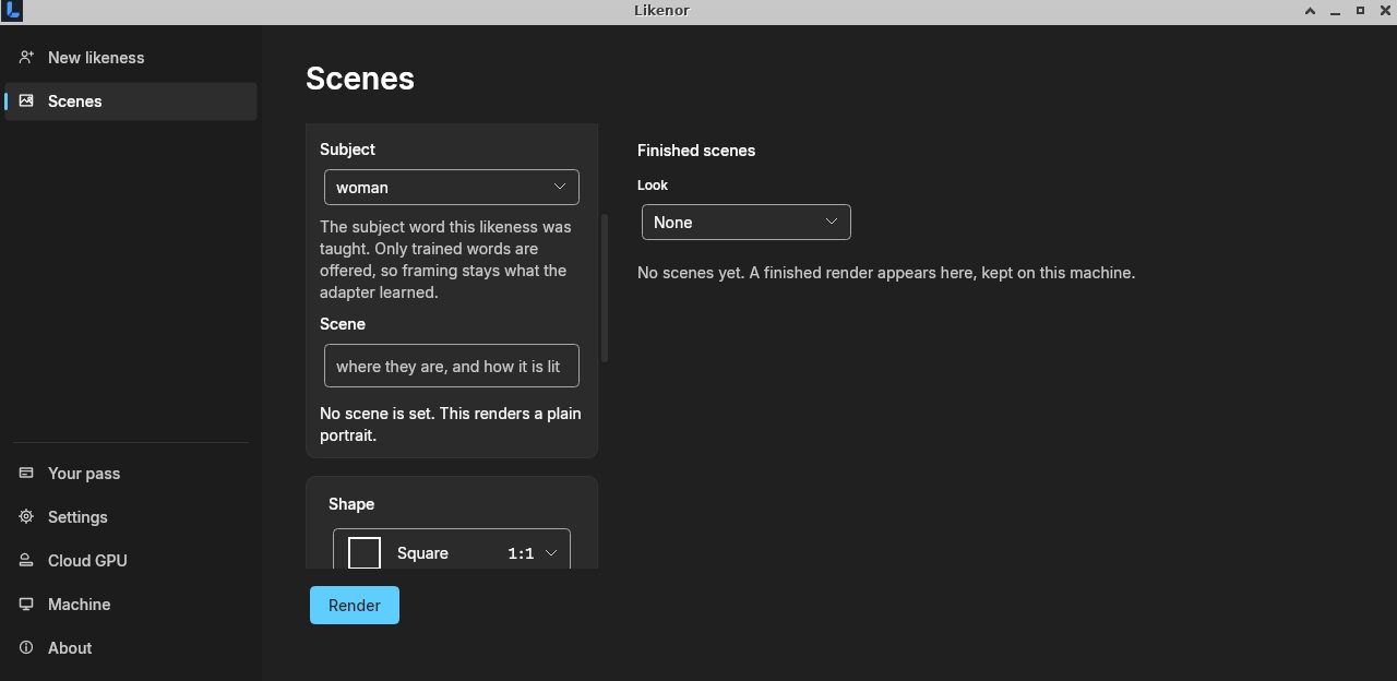 The Scenes screen, ready to render.